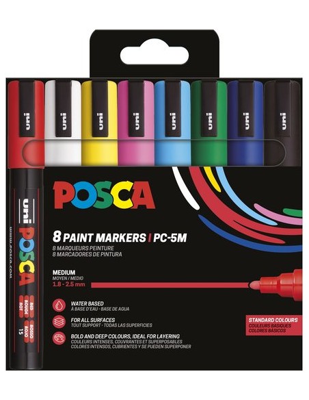 ROTUL.UNI-POSCA PC-5M COL. BASICOS E/8