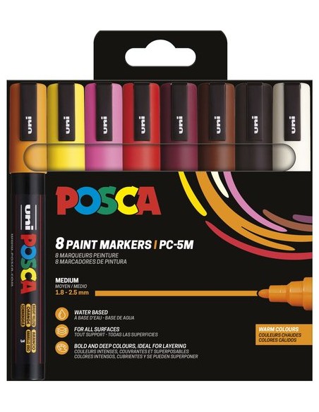 ROTUL.UNI-POSCA PC-5M COL. CALIDOS E/8