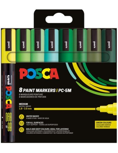 ROTUL.UNI-POSCA PC-5M COL.VERDES E/8