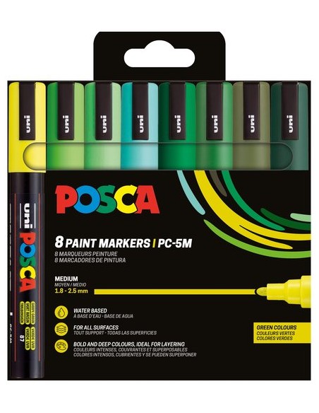 ROTUL.UNI-POSCA PC-5M COL.VERDES E/8