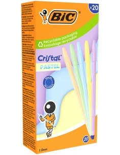 BOLIG.BIC CRISTAL PASTEL CAJA DE 20