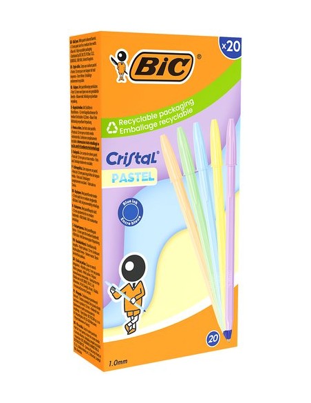 BOLIG.BIC CRISTAL PASTEL CAJA DE 20