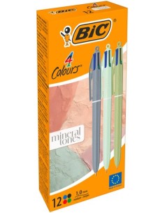 BOLIGRAFO BIC 4 COL. TONOS MINERAL - Pack de 12 unidades