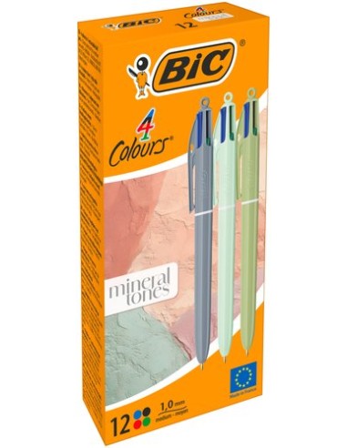 BOLIGRAFO BIC 4 COL. TONOS MINERAL - Pack de 12 unidades