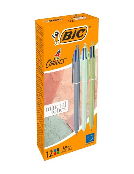 BOLIGRAFO BIC 4 COL. TONOS MINERAL - Pack de 12 unidades