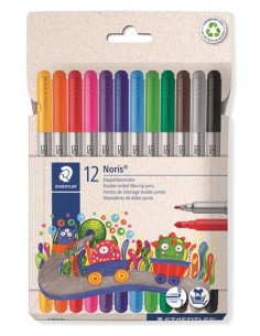 ESTUCHE CARTÓN CON 12 ROTULADORES DOBLE PUNTA COLORES NEÓN STAEDTLER 3200 C12