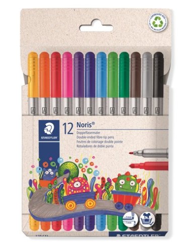 ESTUCHE CARTÓN CON 12 ROTULADORES DOBLE PUNTA COLORES NEÓN STAEDTLER 3200 C12
