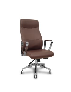 Sillón dirección Ergo540 sincro similpiel marrón base cromo ruedas cromadas
