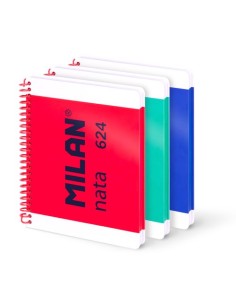 MILAN CUADERNO ESPIRAL A5 80H 95GR 5X5 TAPA DURA COLECCIÓN NATA® 624 SINCE 1918 SURTIDO PACK 3 UD - Color no elegible