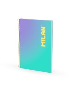 MILAN CUADERNO ESPIRAL A4 90H 95GR CUADRÍCULA 5X5 TAPA DURA COLECCIÓN SUNSET TURQUESA