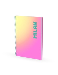MILAN CUADERNO ESPIRAL A4 90H 95GR CUADRÍCULA 5X5 TAPA DURA COLECCIÓN SUNSET ROSA