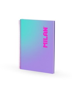 MILAN CUADERNO ESPIRAL A4 90H 95GR CUADRÍCULA 5X5 TAPA DURA COLECCIÓN SUNSET LILA