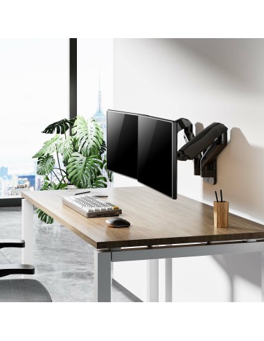 Soporte De Pared Pro Contrapeso Giratorio E Inclinable Para Monitor/tv 9kg (3 Pivotes, 2 Brazos) De 17-32, Negro