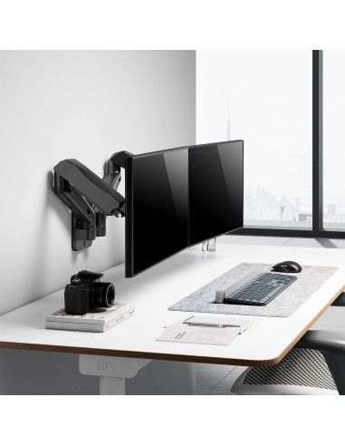 Soporte De Pared Pro Contrapeso Giratorio E Inclinable Para Monitor/tv 9kg (3 Pivotes, 2 Brazos) De 17-32, Negro