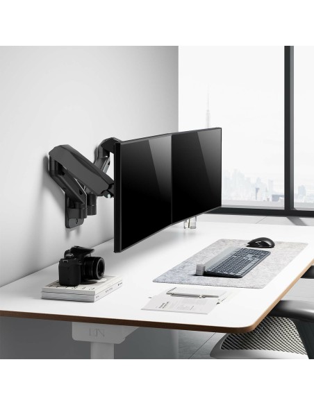 Soporte De Pared Pro Contrapeso Giratorio E Inclinable Para Monitor/tv 9kg (3 Pivotes, 2 Brazos) De 17-32, Negro