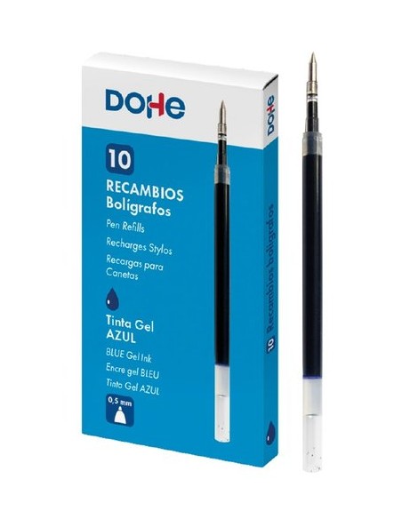 RECAMBIO DOHE ROLLER GEL AZUL C/10 - Pack de 10 unidades