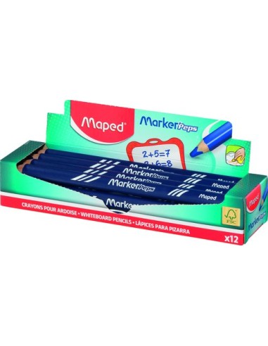 LAPIZ MARCADOR MAPED PIZARRA AZUL - Pack de 12 unidades
