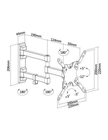 WT42TSLE-011 soporte para TV 106,7 cm (42") Negro