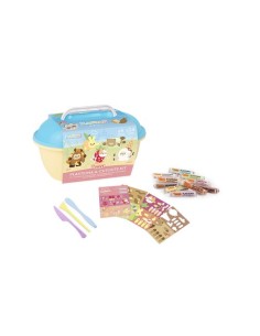 JOVI COFRE KAWAII 24 PASTILLAS PLASTILINA 15GR + TROQUELADO0S + 3 ESPÁTULAS DE COLORES