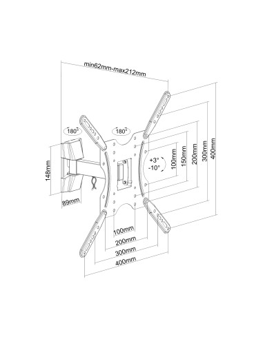Soporte ECO giratorio, inclinable para monitor/TV 30kg (2 Pivotes) de 32-55, Negro