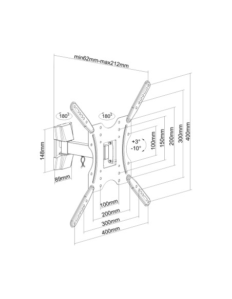 Soporte ECO giratorio, inclinable para monitor/TV 30kg (2 Pivotes) de 32-55, Negro