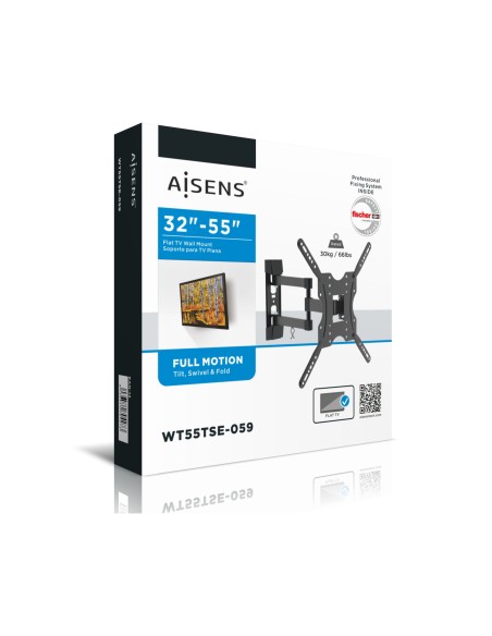 Soporte ECO giratorio, inclinable para monitor/TV 30kg (3 Pivotes) de 32-55, Negro