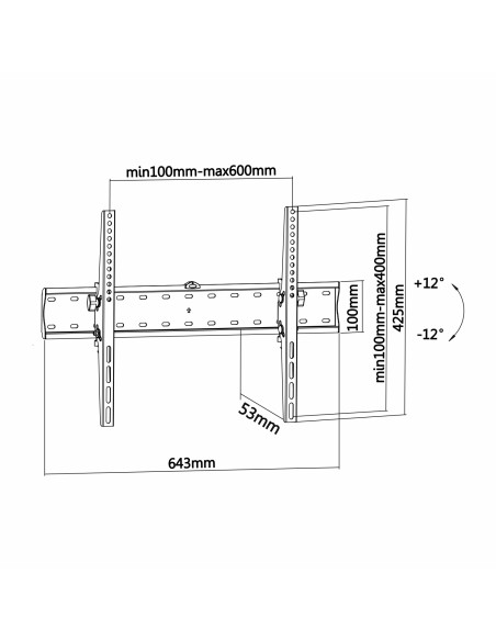 WT70T-017 soporte para TV 177,8 cm (70") Negro