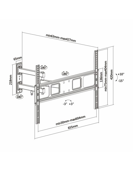 WT70TSLE-021 soporte para TV 177,8 cm (70") Negro