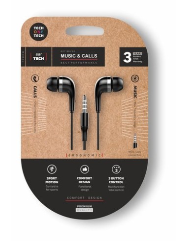 AURICULARES TECHONE BOTON JACK NEGRO