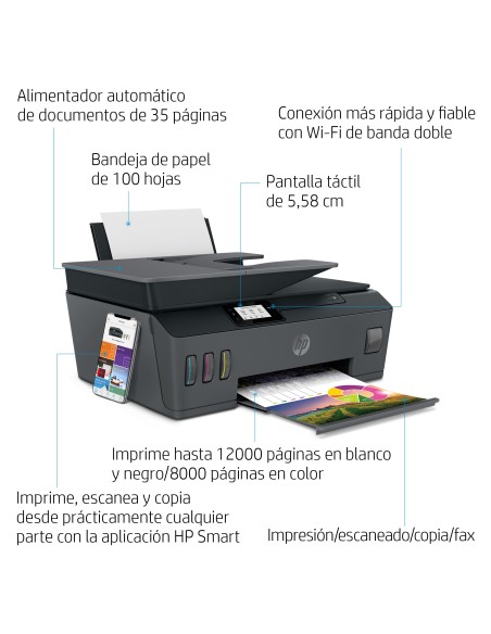 Smart Tank Plus Impresora multifunción inalámbrica 655, Color, Impresora para Hogar, Impresión, copia, escaneado, fax, AAD y co