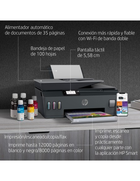 Smart Tank Plus Impresora multifunción inalámbrica 655, Color, Impresora para Hogar, Impresión, copia, escaneado, fax, AAD y co