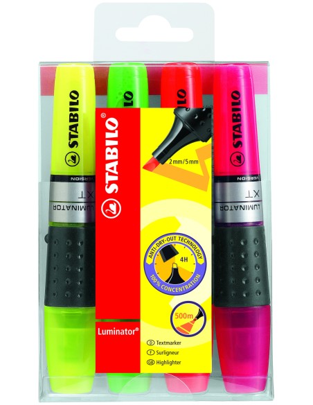  Estuche 4 marcadores fluorescentes stabilo luminator colores surtidos 