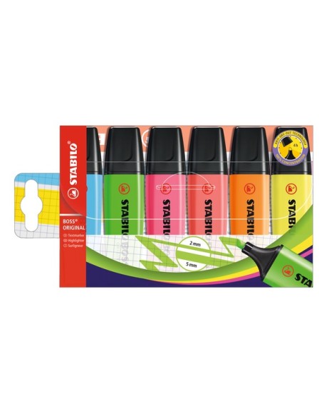  Set 6 marcadores fluorescentes stabilo boss 70 original 