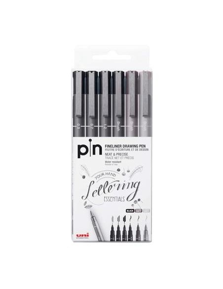 UNIBALL ESTUCHE MARCADOR PERMANENTE GRIS & NEGRO PIN-200(S)/6P CALIBRADOS -6U-