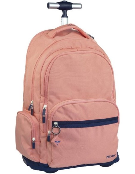 Mochila con ruedas 6 cremalleras serie 1918 rosa 54x37x26cm