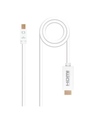 Cable conversor Mini DP a HDMI, Mini DP/M - HDMI/M, Blanco, 5.0 M