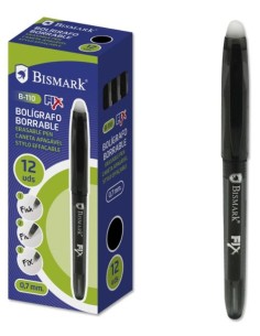 C boligrafo bismark borrable negro punta 07mm con capuchon