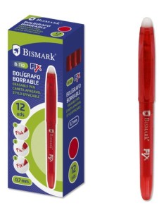 C 12 boligrafo bismark borrable rojo punta 07mm con capuchon