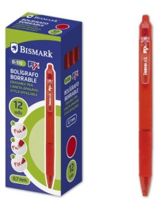 C 12 boligrafo bismark borrable rojo punta 07mm retractil