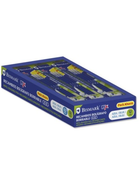 C 12 blisters recambio boligrafo borrable azul bismark