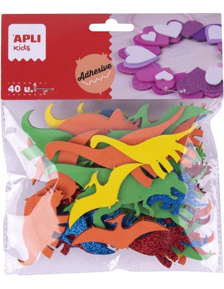 BOLSA 40 DINOSAURIOS GOMA EVA AUTOADHESIVOS