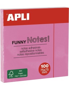 PACK 12 NOTAS ADHESIVAS 75X75MM ROSA PASTEL