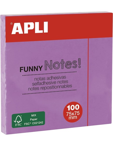 PACK 12 TACOS NOTAS ADHESIVAS 75X75MM LILA PASTEL PACK 12 TACOS NOTAS ADHESIVAS 75X75MM LILA PASTEL