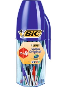 MEGATUBO 20 BOLIGRAFOS BIC CRISTAL COLORES SURTIDOS