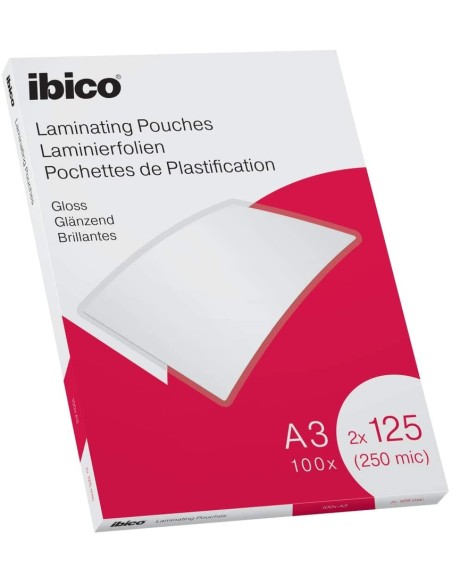Pack 100 fundas plastificar a3 125 micras brillo ibico