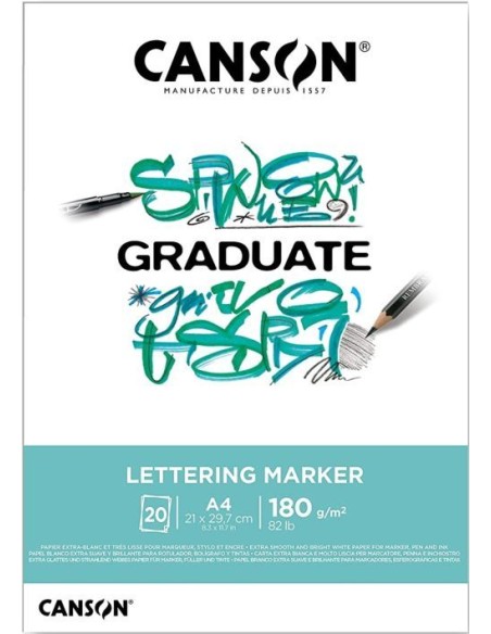 Bloc encolado a4 20h 180g market lettering canson Bloc encolado a4 20h 180g market lettering canson