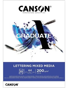 Bloc encolado a4 20h 200g lettering mixed canson