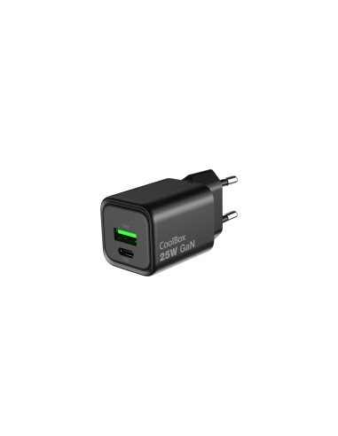 CARGADOR GAN 25W USB-A/USB-C PARED NEGRO