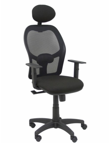 SILLA ALOCEN MALLA NEGRA ASIENTO BALI NEGRO BRAZOS REGUL