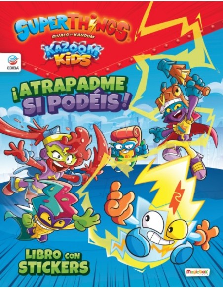 Libro de Stickers Superthings Kazoom Kids Espana Atrapadme si podeis